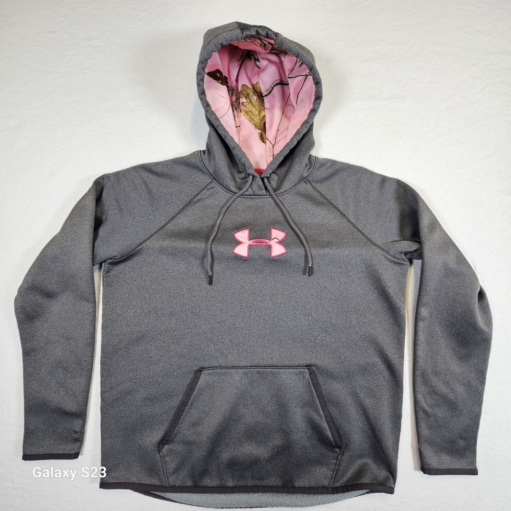 Under Armour Women's Camo Big Pink‎ Logo Realtree Pullover Hoodie Size large L
